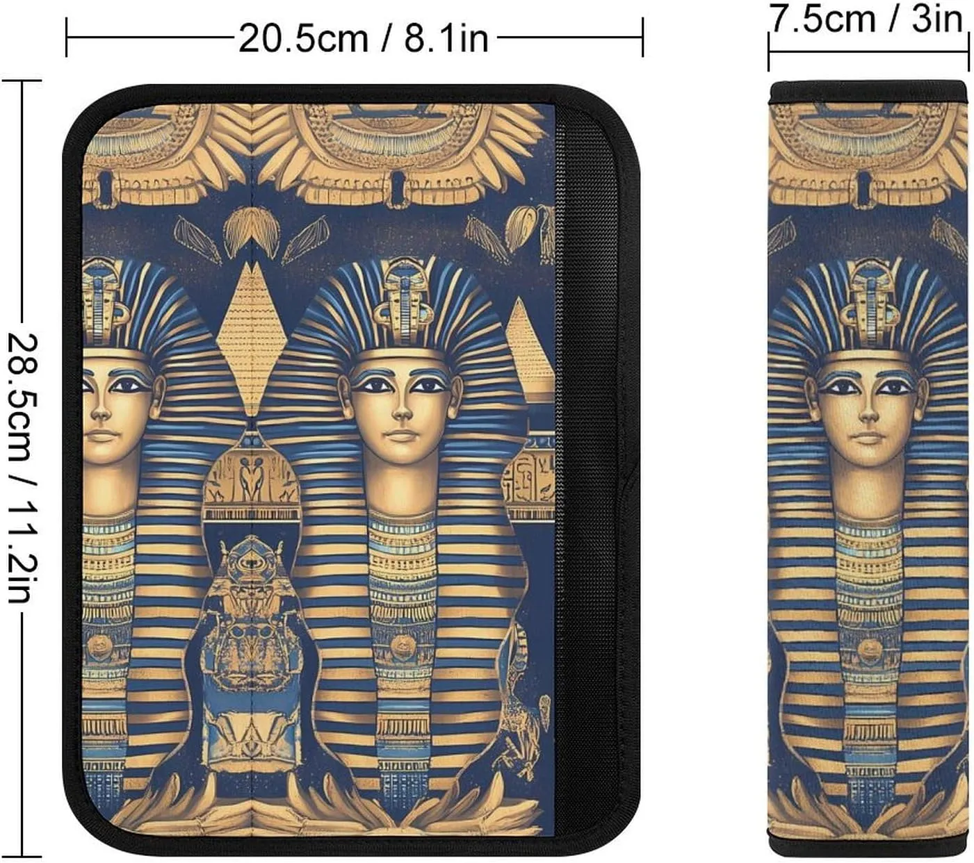 Egyptian Tradition Pattern Fashion Car Seat Belt Cover Pad for Shoulder Bag Camera Soft Comfort Accessories 2PCS