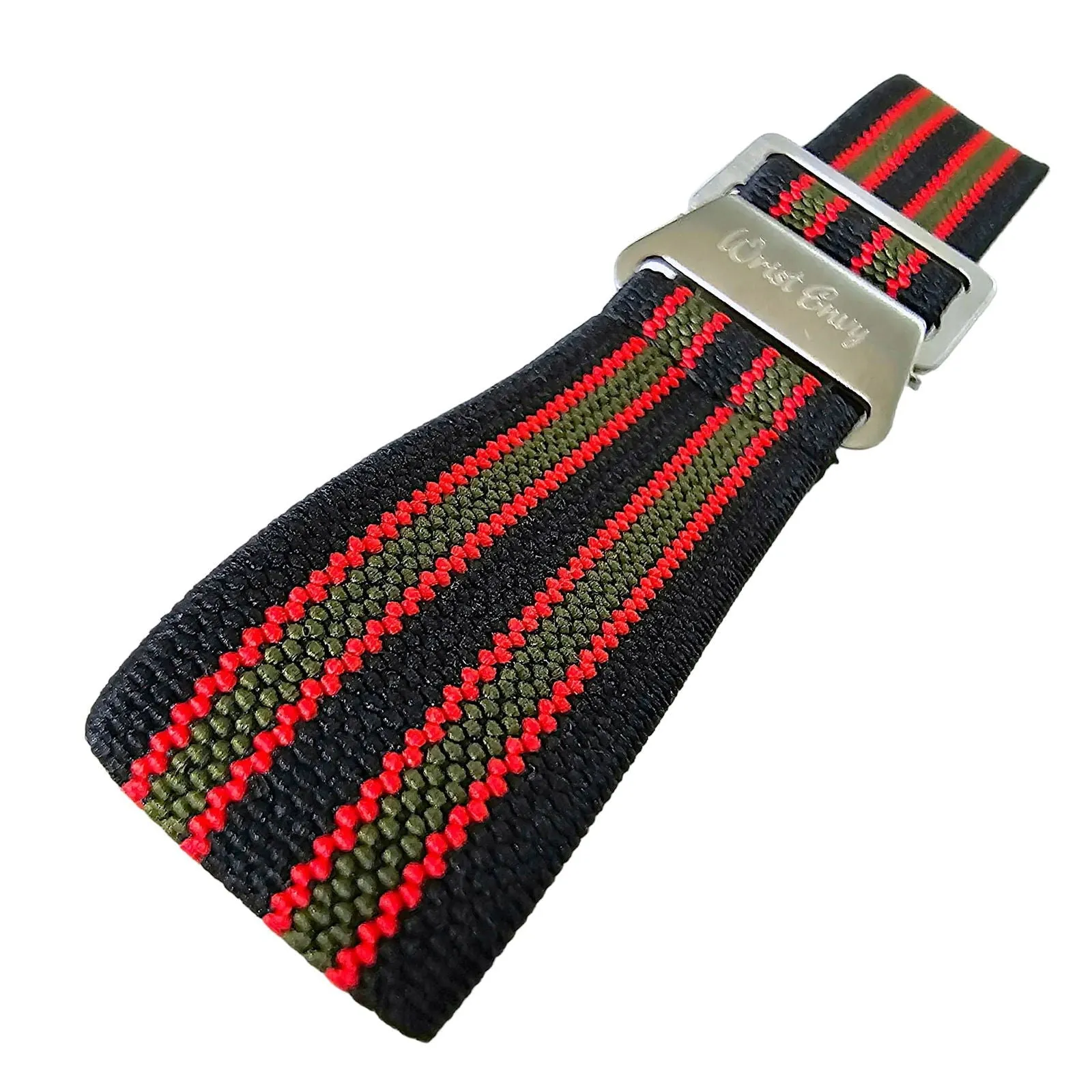 Elastic Nylon French Marine Nationale Watch Strap 20mm 22mm Black Red Green Bond