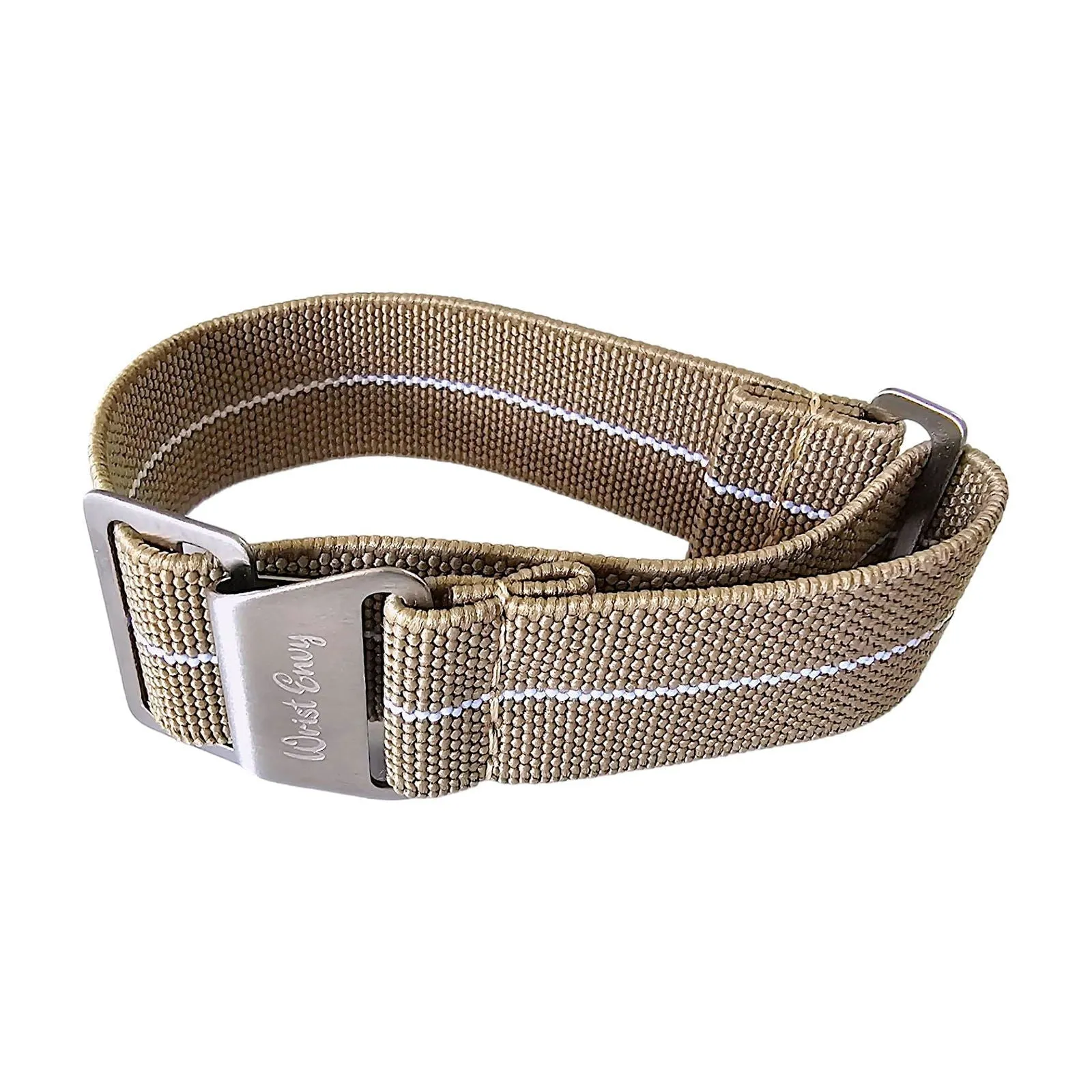 Elastic Nylon French Marine Nationale Watch Strap 20mm 22mm Khaki Beige