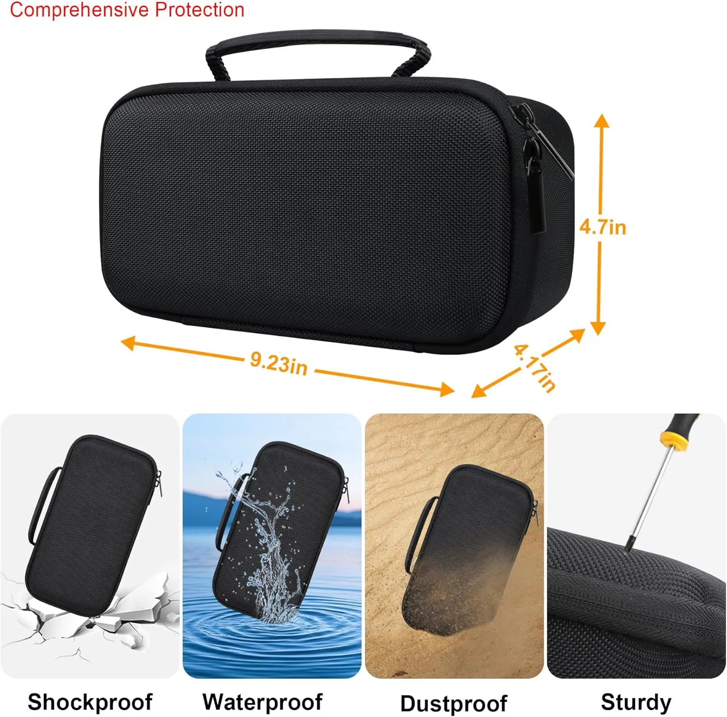 Elonbo Carrying Case ​for Blue Tees Golf Player  GPS Speaker, Wireless Ultra Portable Bluetooth Speaker Travel Bag Golf Speaker and Rangefinder Storage Holder, Pocket Fits Cable, Black shoulder strap
