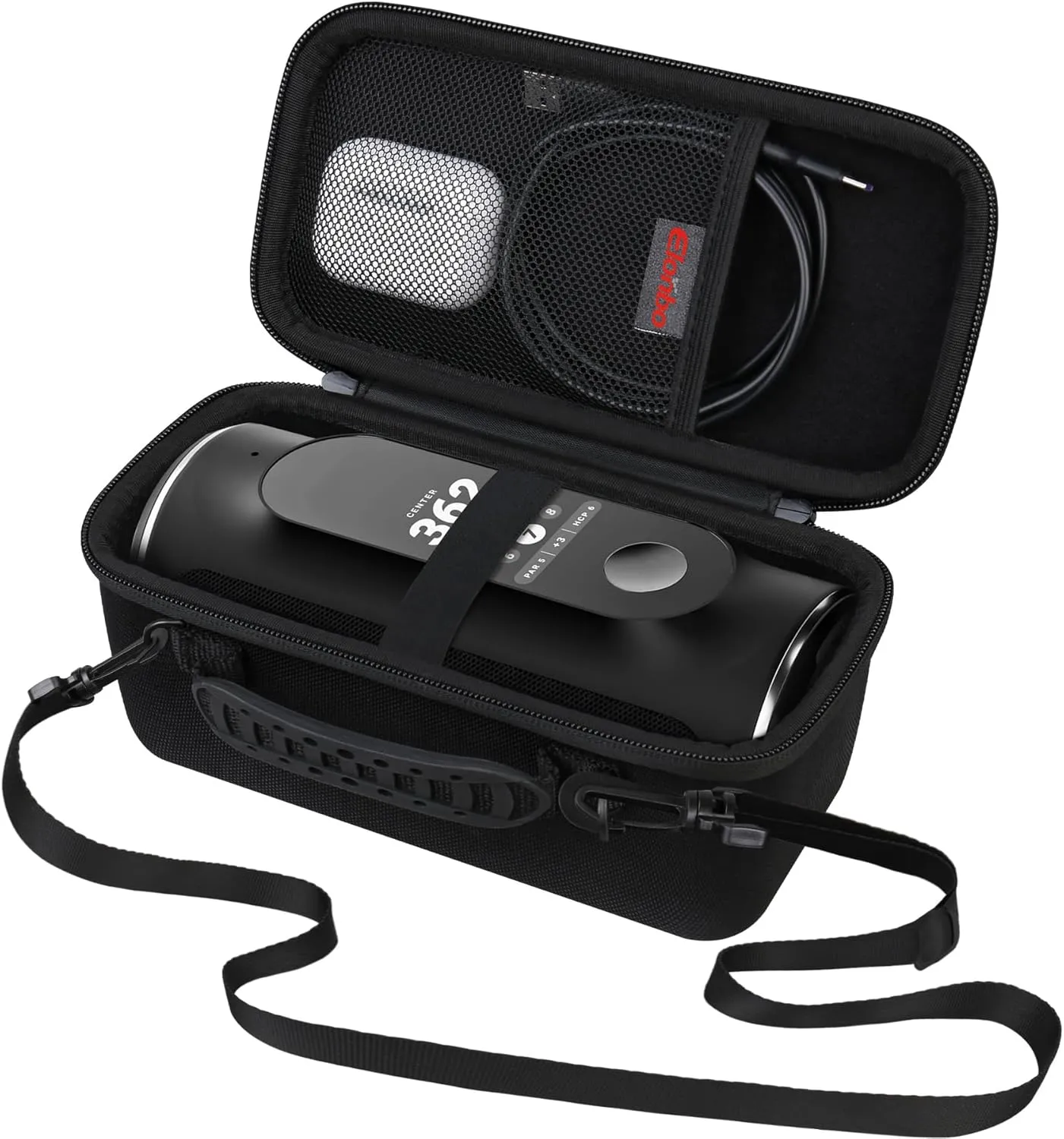 Elonbo Carrying Case ​for Blue Tees Golf Player  GPS Speaker, Wireless Ultra Portable Bluetooth Speaker Travel Bag Golf Speaker and Rangefinder Storage Holder, Pocket Fits Cable, Black shoulder strap