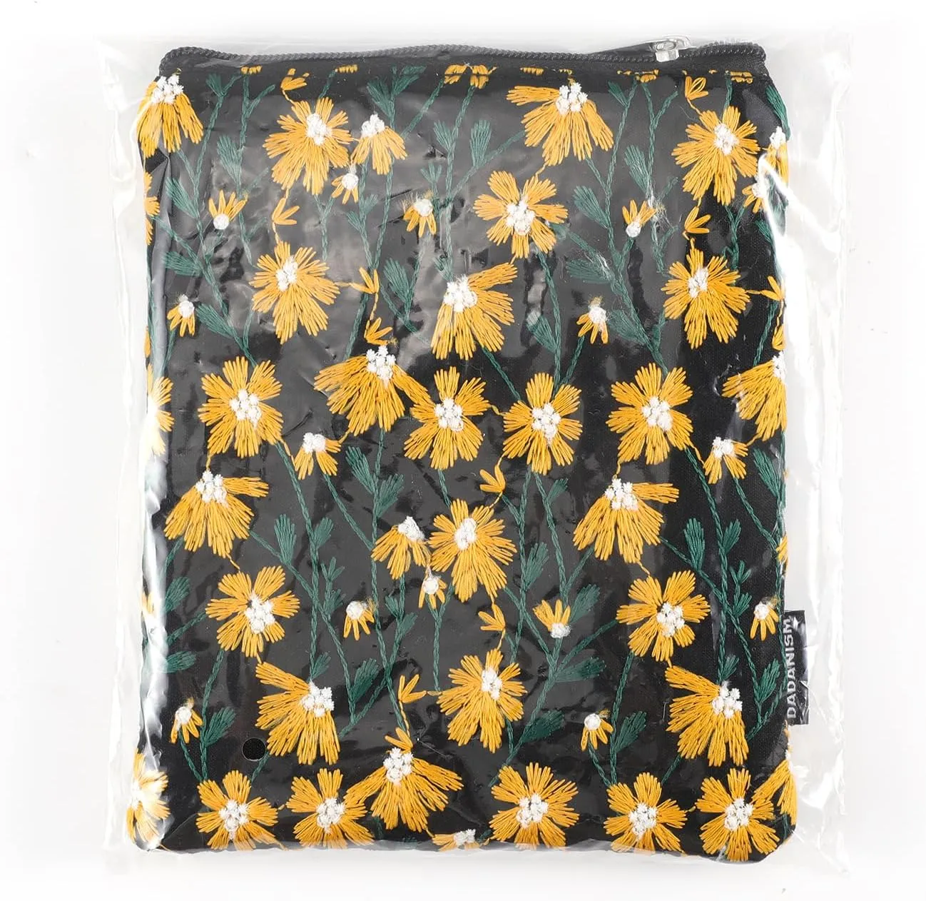 Embroidered Daisy Padded Sleeve for All-New Kindle Paperwhite, 7" Kindle Colorsoft Signature Edition, Protective Sleeve Case for 6" K-indle/K-indle Oasis/Kobo E-Reader, Black & Yellow Daisy