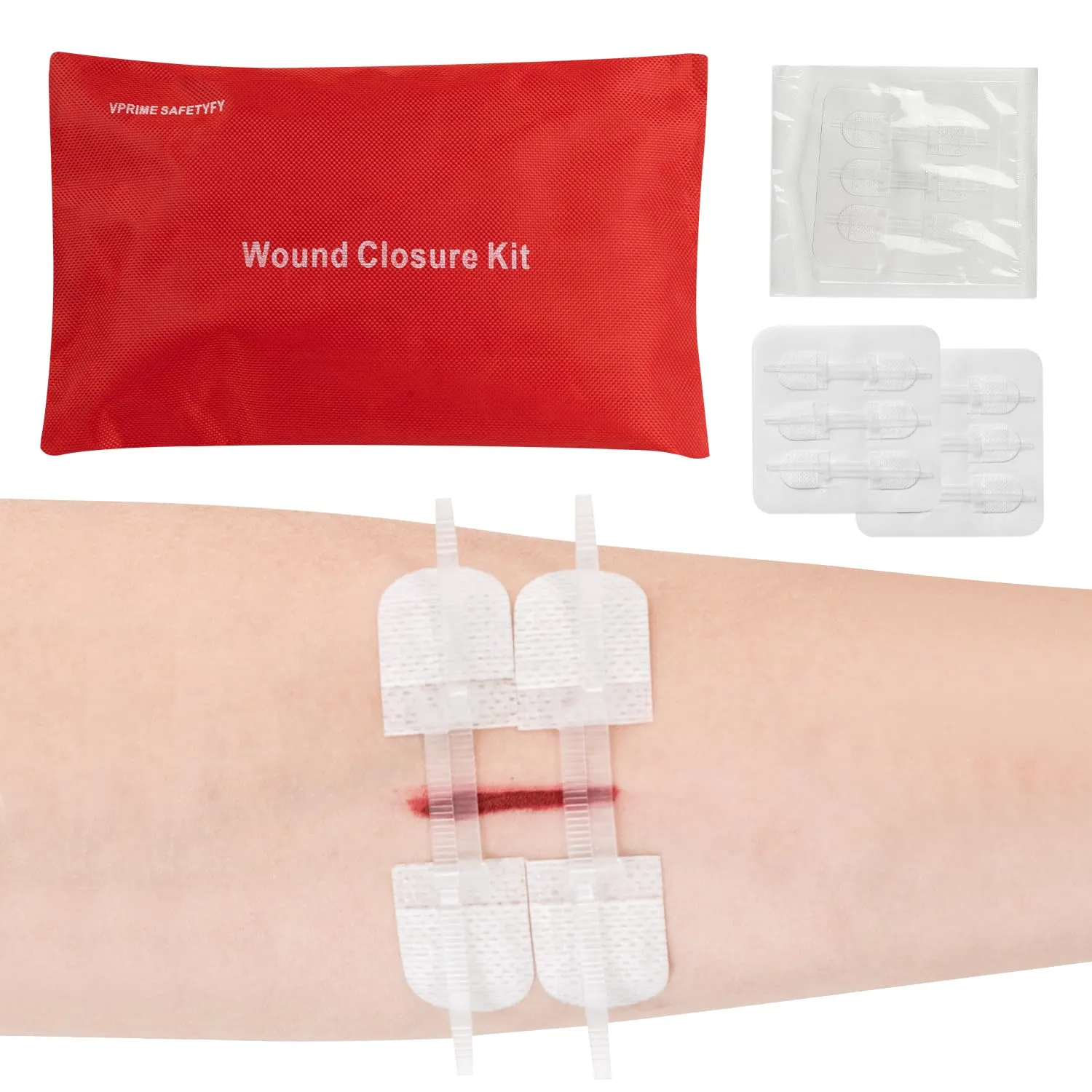 Emergency Wound Closure Kit for Lacerations, 6pcs with Dresssings, First Aid Zip Stitch Bandage Devicefor Cut Care, Skin Closures, Outdoor Survival, Trauma Care, Medical Emergency Preparedness Supplies