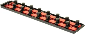Ernst Manufacturing Socket Boss, Premium 2-Rail 3/4-Inch-Drive Socket Organizer, 19-Inch, Red - Made in the USA