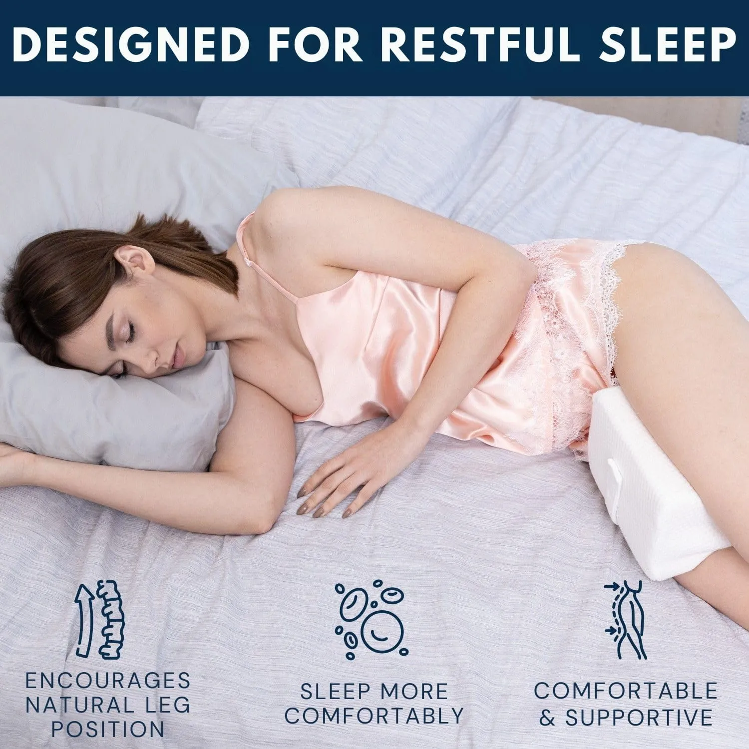Everlasting Comfort Memory Foam Leg & Knee Pillow for Side Sleepers - FSA/HSA Eligible Sciatica Pain Relief Leg Pillow for Side Sleeping - Adjustable Strap