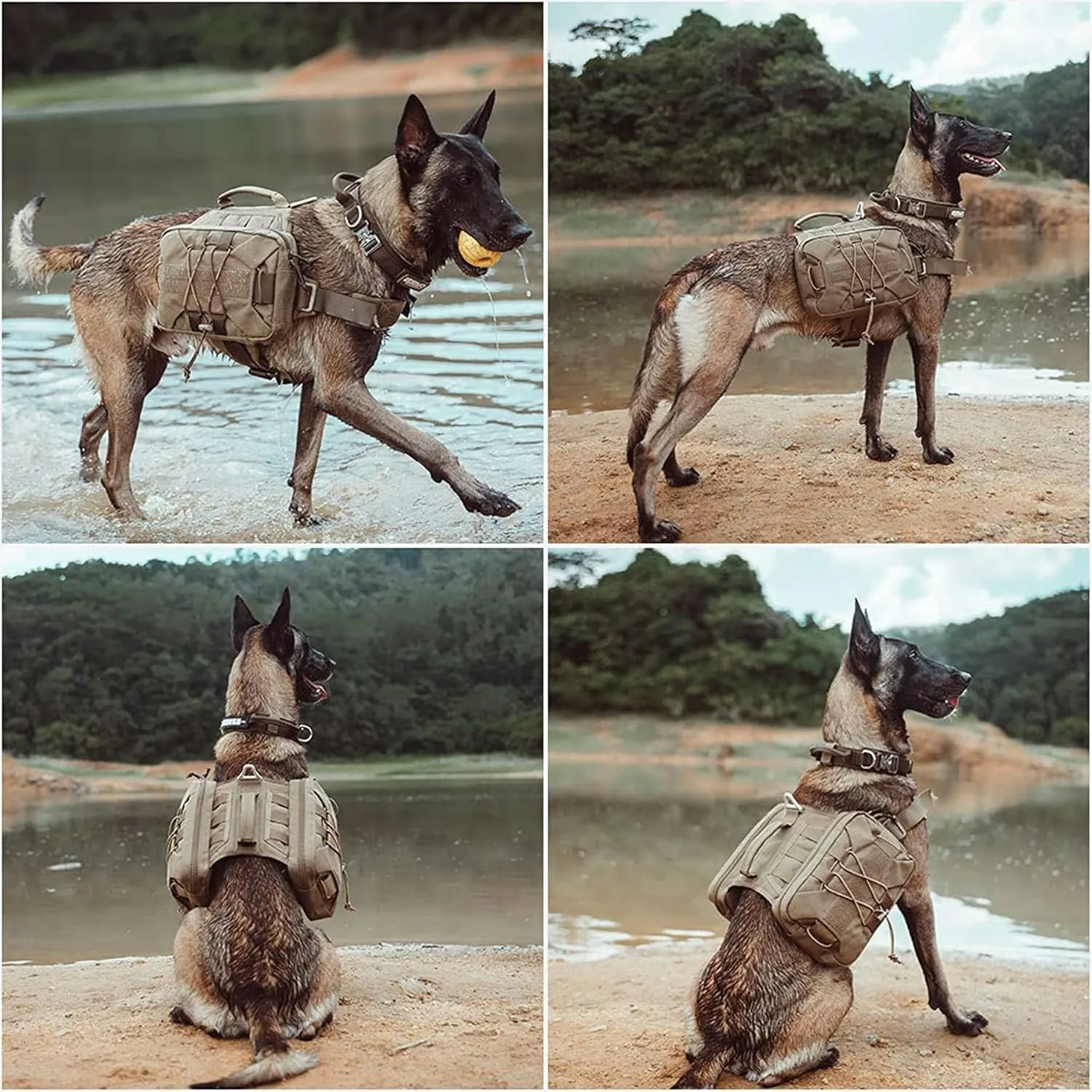 EXCELLENT ELITE SPANKER Dog Pack Hound Dog Saddle Bag Backpack for Travel Camping Hiking Medium & Large Dog with 2 Capacious Side Pockets(Gry-L)