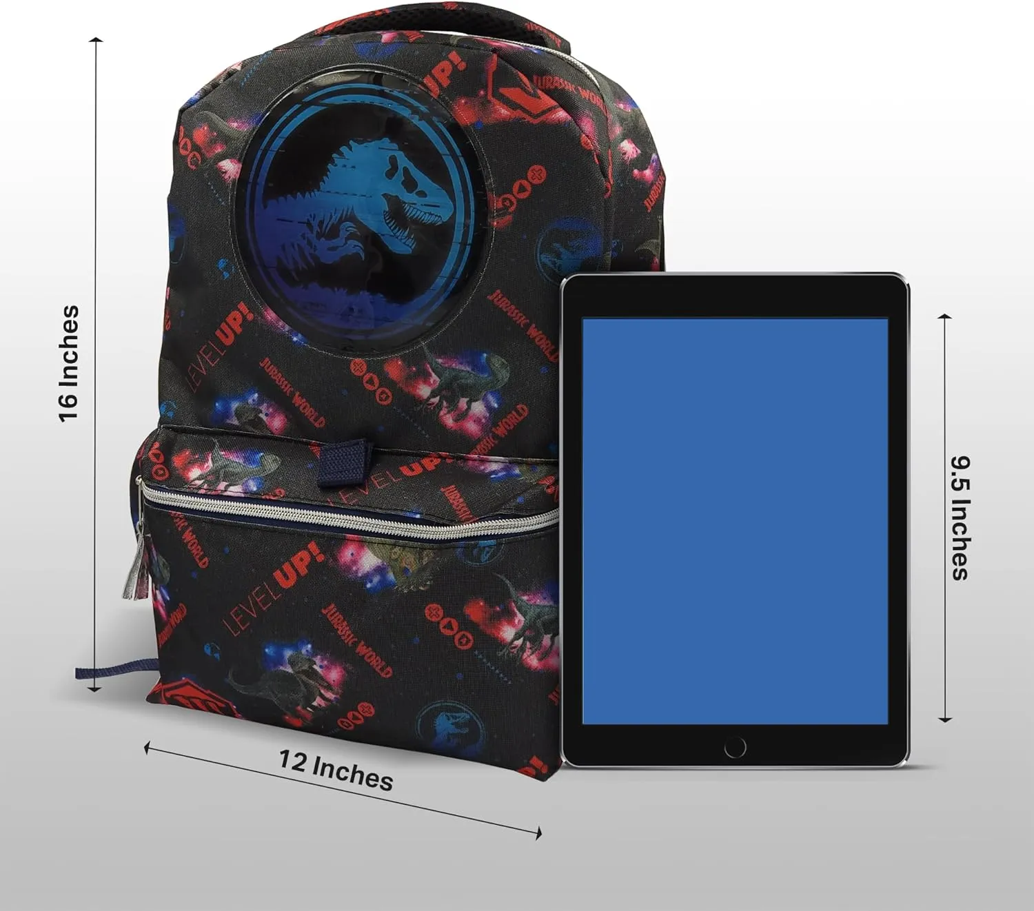 Fast Forward Jurassic Park Backpack for kids 16 inch- 6 pieces Set, Dinosaur Backpack with Lunch Box, Perfect for Back to School & Elementary Age Boys