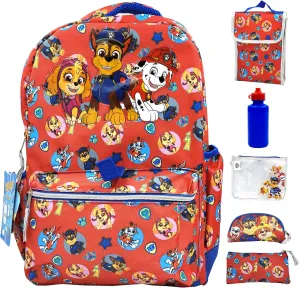 Fast Forward Paw Patrol Backpack Large 16 inch 6-piece Set for Kids, Paw Patrol Book Bag with Lunch Box, Perfect for Back to School & Elementary Age