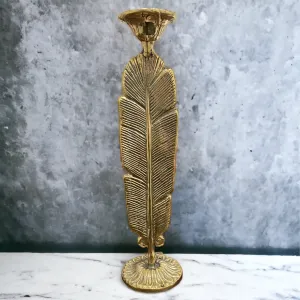 Feather Brass Candle Holder