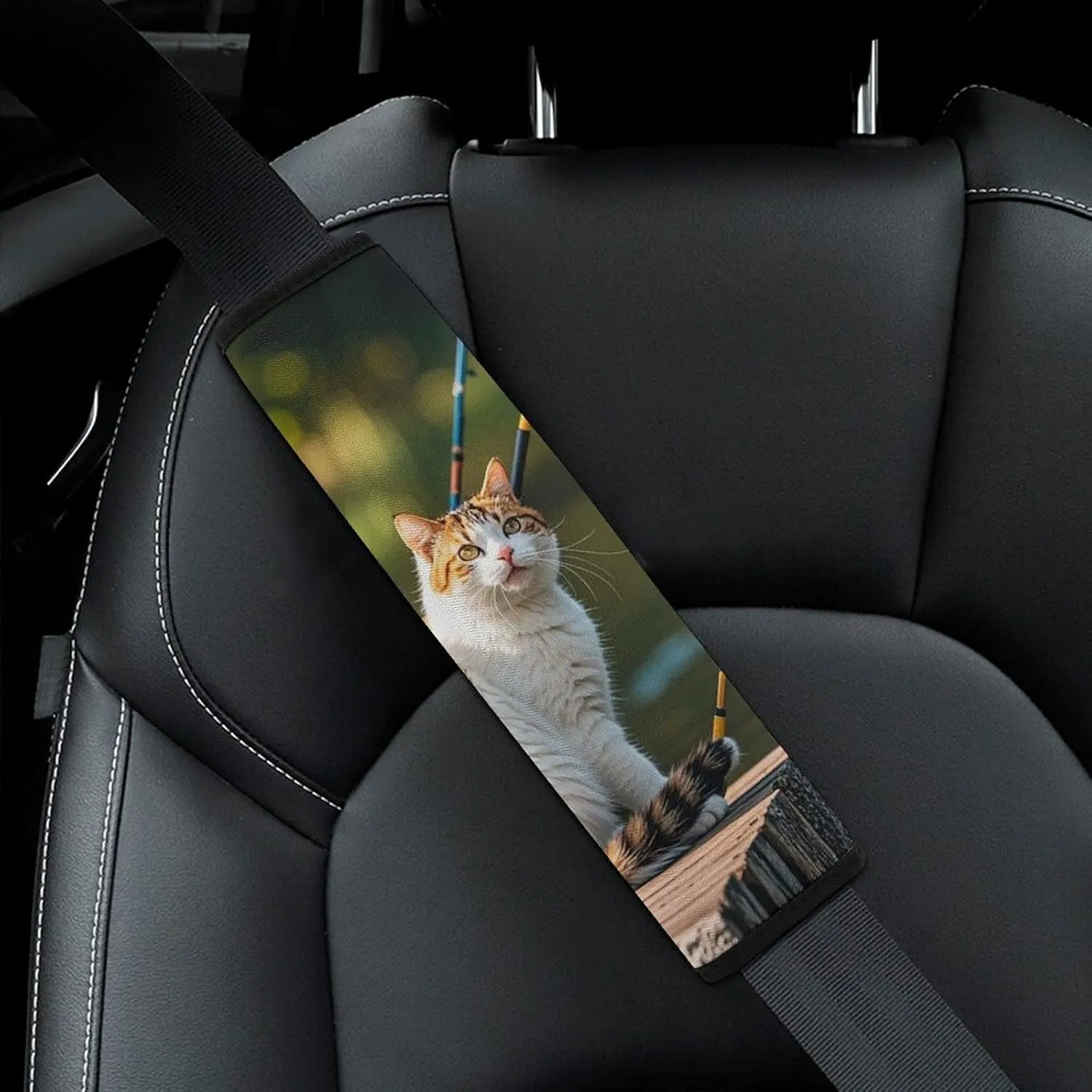 Fishing Cat Auto Seat Belt Cover 2PCS Universal Car Seat Belt Shoulder Protector Pad, Protect Your Shoulders and Neck for Car Seat Belt, Shoulder Bag, Backpack