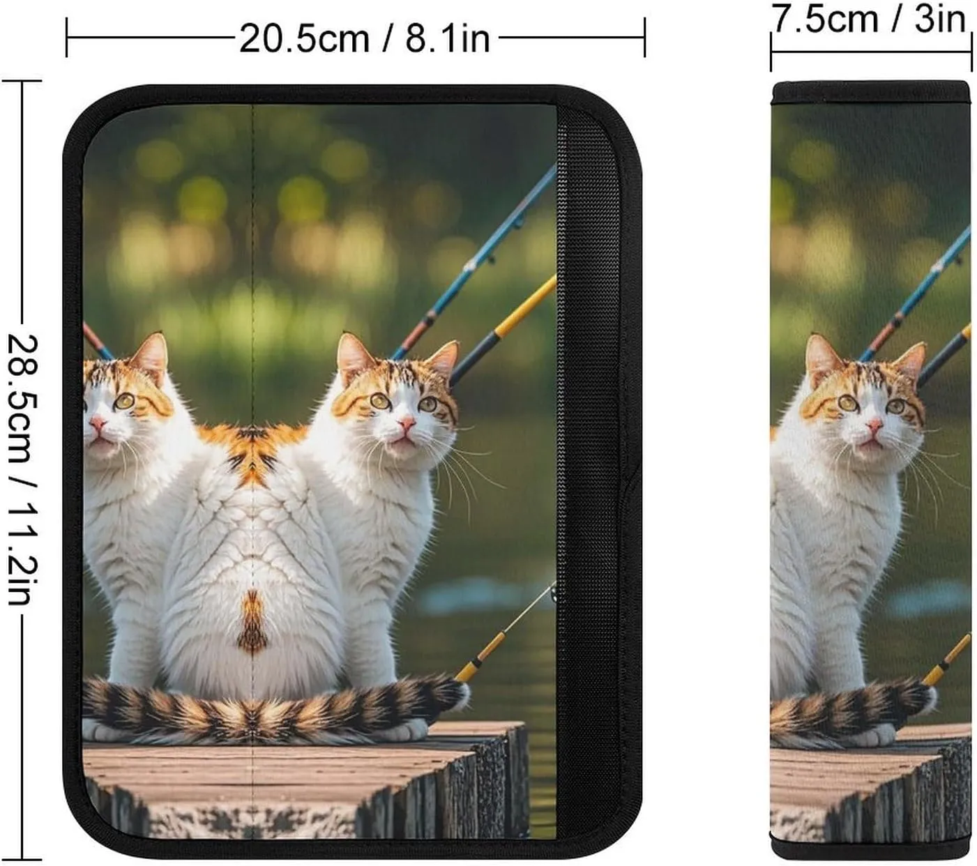 Fishing Cat Auto Seat Belt Cover 2PCS Universal Car Seat Belt Shoulder Protector Pad, Protect Your Shoulders and Neck for Car Seat Belt, Shoulder Bag, Backpack