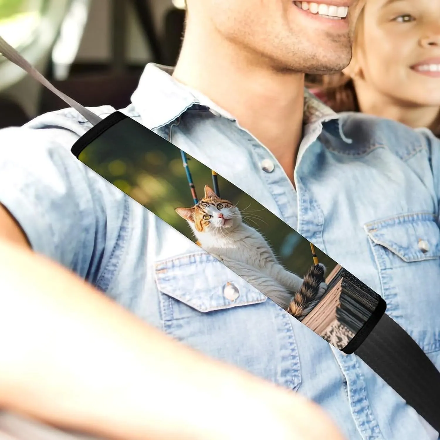 Fishing Cat Auto Seat Belt Cover 2PCS Universal Car Seat Belt Shoulder Protector Pad, Protect Your Shoulders and Neck for Car Seat Belt, Shoulder Bag, Backpack