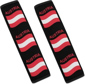 Flag of Austria Fashion Car Seat Belt Cover Pad for Shoulder Bag Camera Soft Comfort Accessories 2PCS