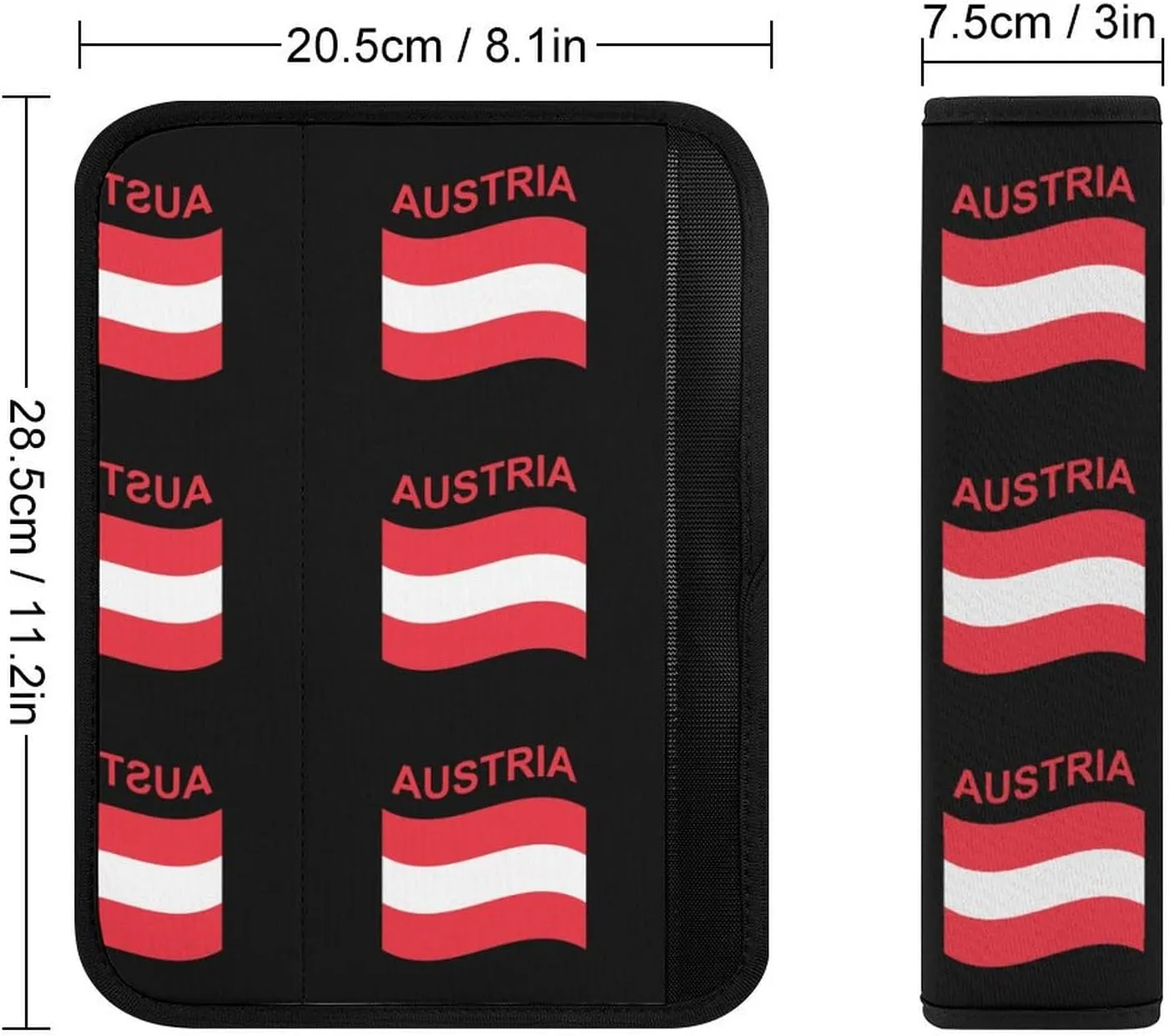 Flag of Austria Fashion Car Seat Belt Cover Pad for Shoulder Bag Camera Soft Comfort Accessories 2PCS