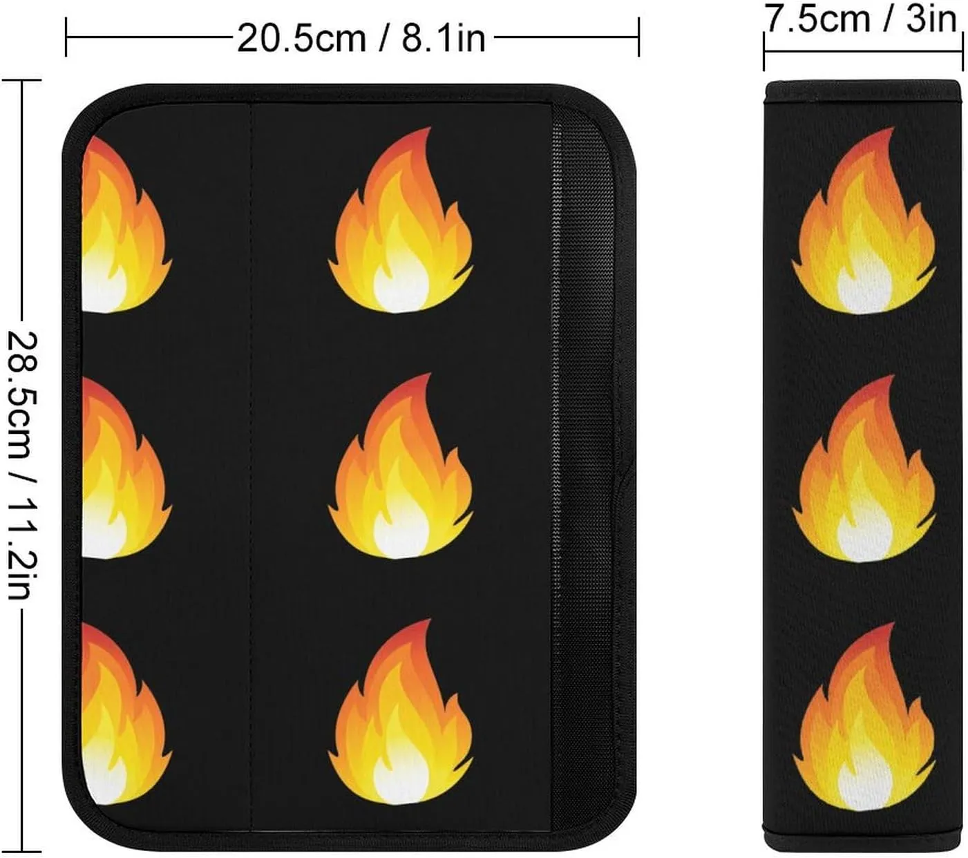 Flaming Fire Fashion Car Seat Belt Cover Pad for Shoulder Bag Camera Soft Comfort Accessories 2PCS
