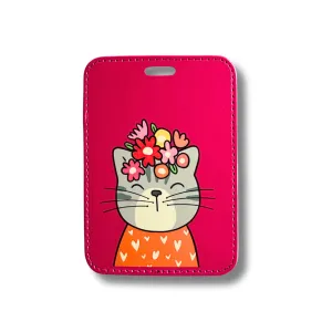 Floral Cute Cat Luggage Tag | Suitcase ID Tag