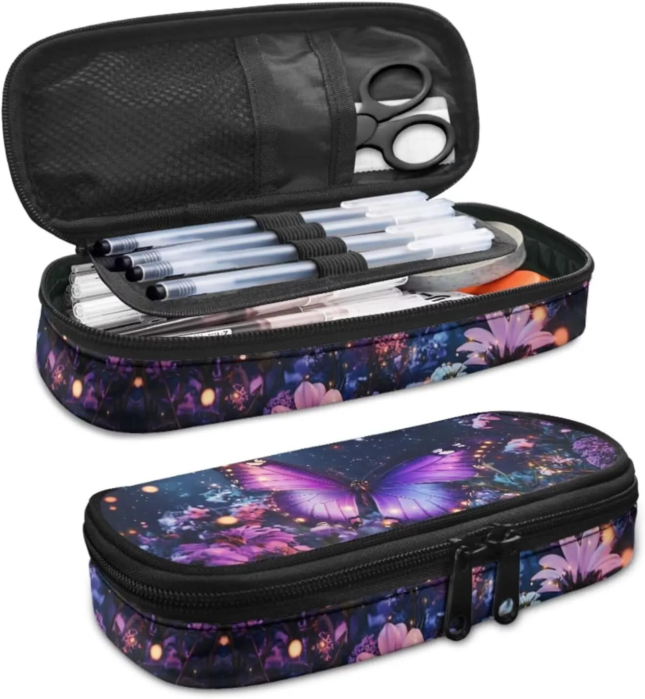 Flower Bookbags for 5th Grade Girls School Backpacks Set of 4 Butterfly Backpack for Elementary School Girls with LunchBox and Pencil Case 17 Inch Aesthetic Daypack for Travel Hiking