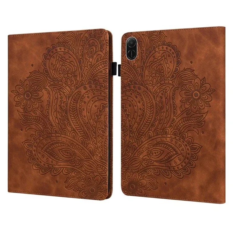 For Honor Pad X8a Case Peacock Flower Pattern Card Holder Leather Tablet Cover
