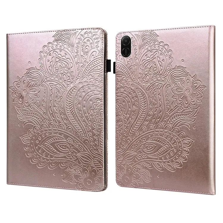 For Honor Pad X8a Case Peacock Flower Pattern Card Holder Leather Tablet Cover