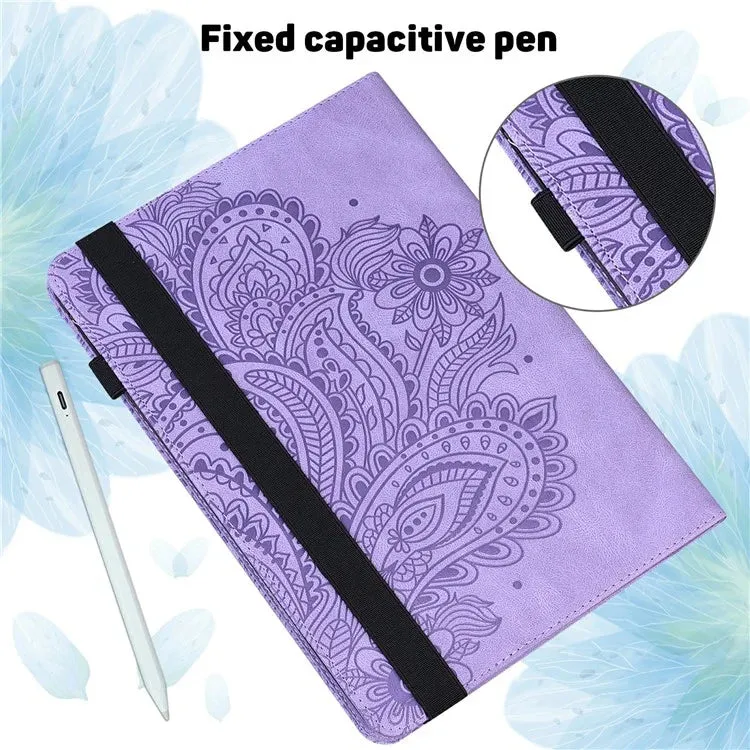 For Honor Pad X8a Case Peacock Flower Pattern Card Holder Leather Tablet Cover