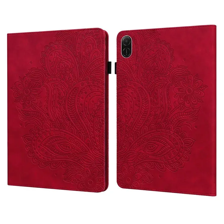 For Honor Pad X8a Case Peacock Flower Pattern Card Holder Leather Tablet Cover