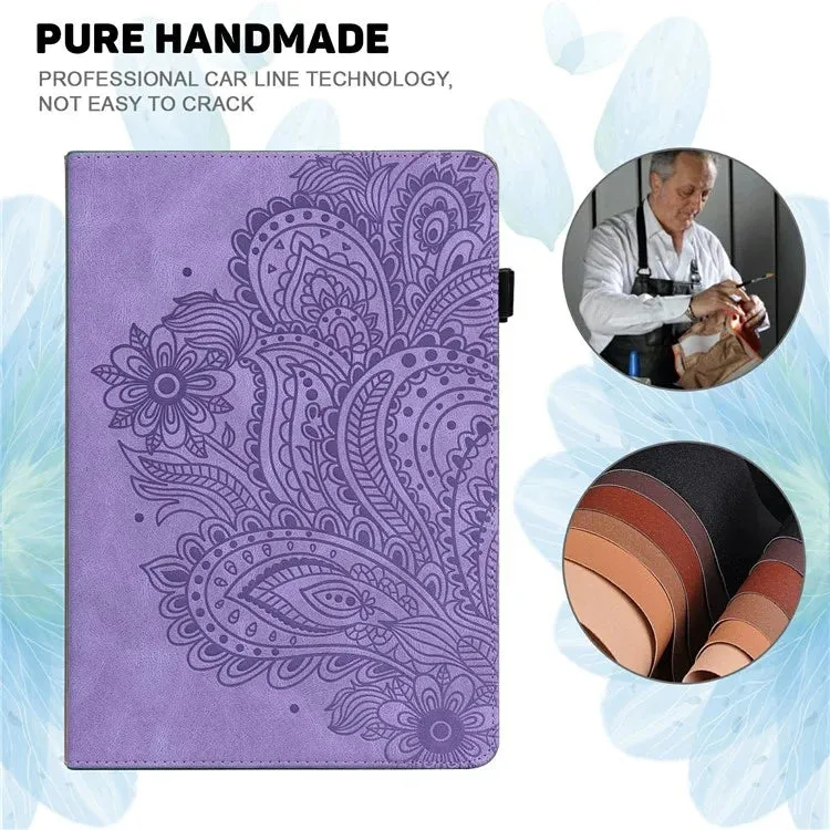 For Honor Pad X8a Case Peacock Flower Pattern Card Holder Leather Tablet Cover
