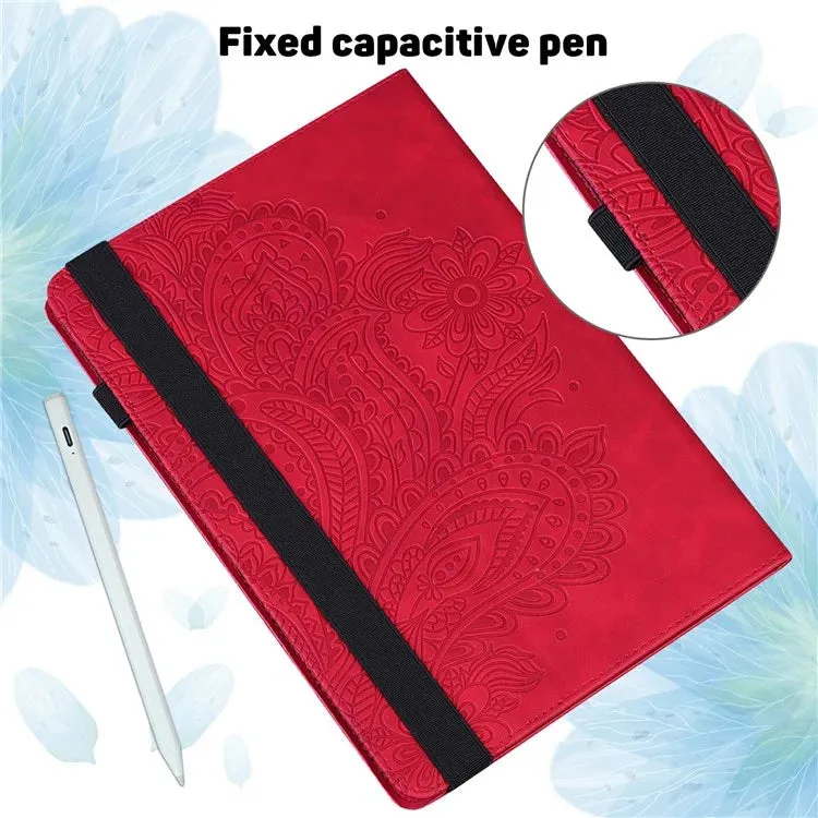 For Honor Pad X8a Case Peacock Flower Pattern Card Holder Leather Tablet Cover