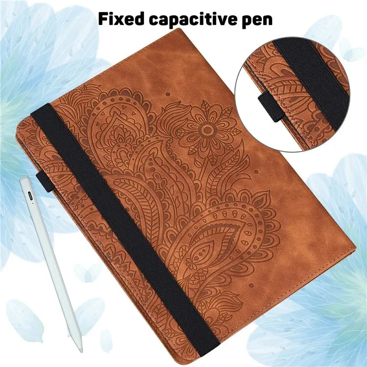For Honor Pad X8a Case Peacock Flower Pattern Card Holder Leather Tablet Cover