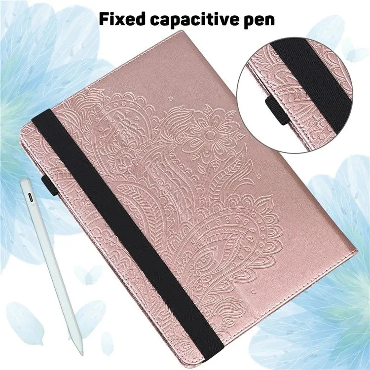 For Honor Pad X8a Case Peacock Flower Pattern Card Holder Leather Tablet Cover