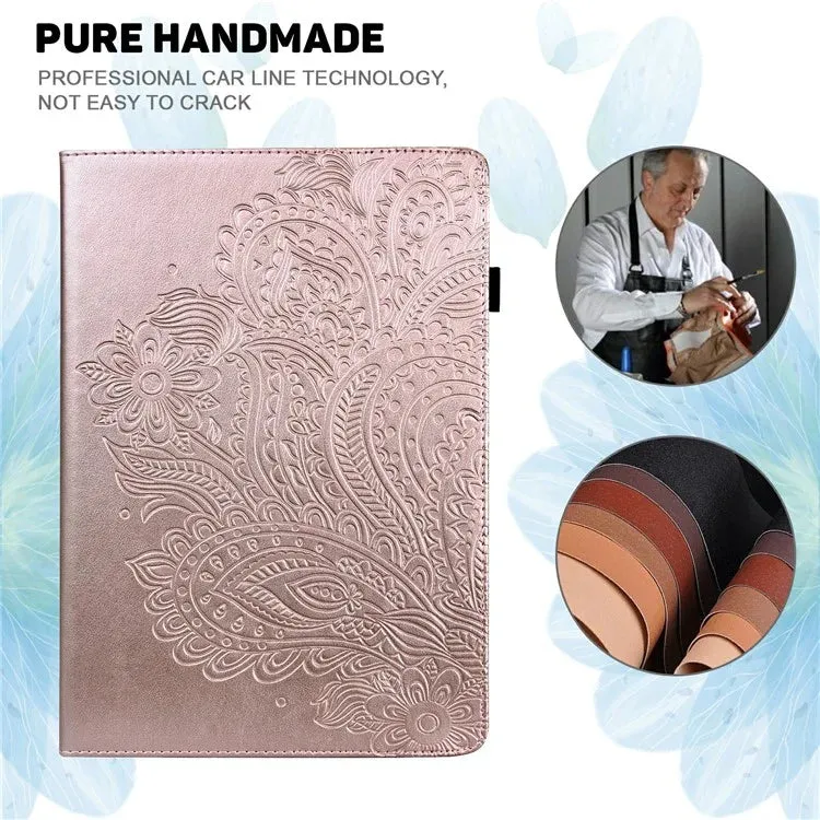 For Honor Pad X8a Case Peacock Flower Pattern Card Holder Leather Tablet Cover
