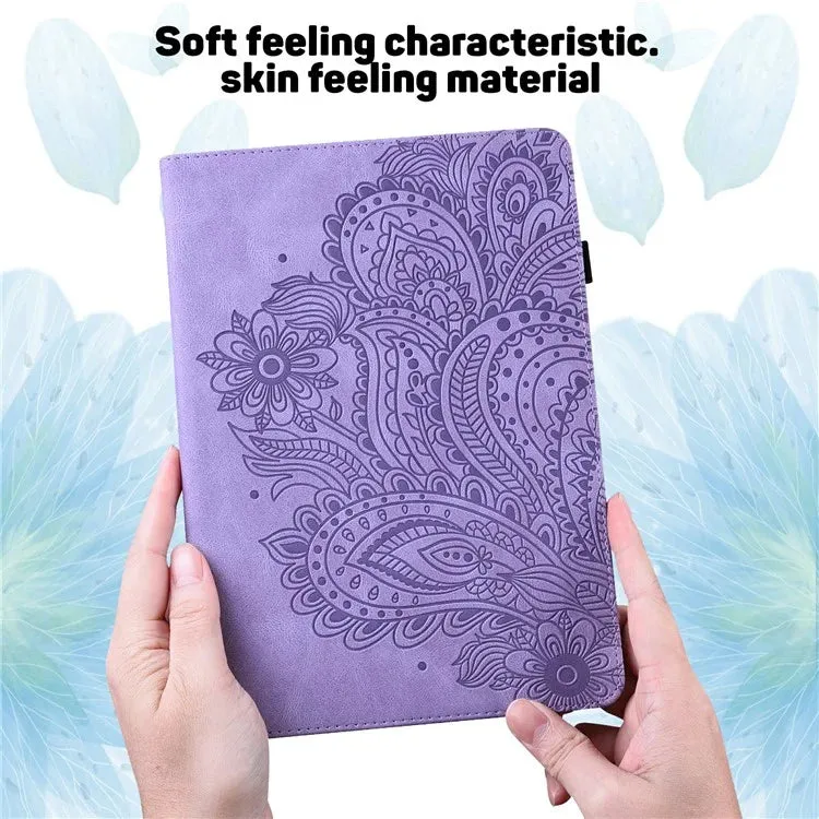 For Honor Pad X8a Case Peacock Flower Pattern Card Holder Leather Tablet Cover