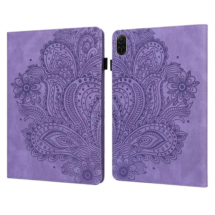 For Honor Pad X8a Case Peacock Flower Pattern Card Holder Leather Tablet Cover
