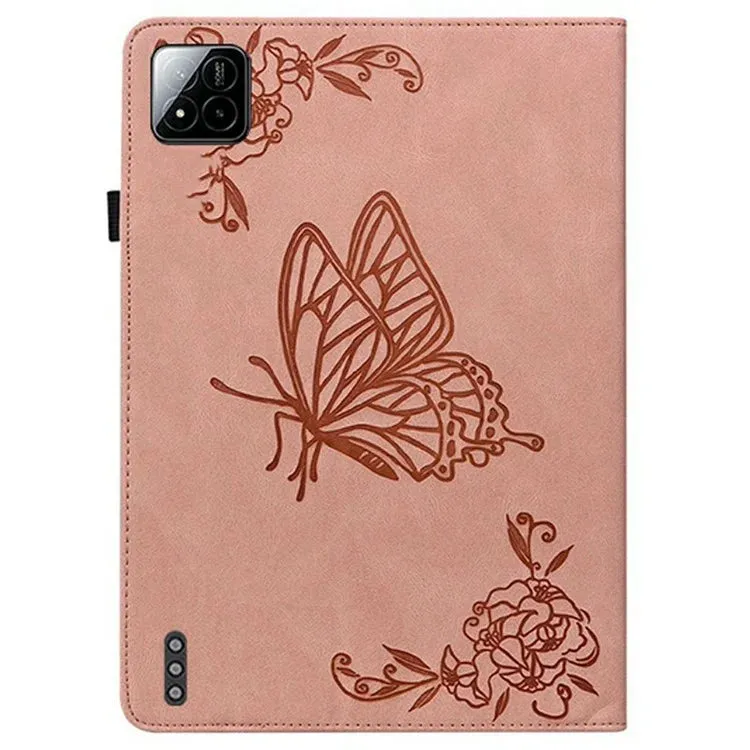 For Xiaomi Pad 7 Pro  /  Pad 7 Case Butterfly Flower Imprint PU Leather Tablet Cover with Card Slots