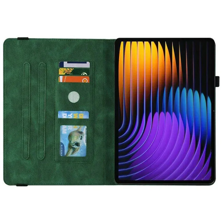 For Xiaomi Pad 7 Pro  /  Pad 7 Case Butterfly Flower Imprint PU Leather Tablet Cover with Card Slots