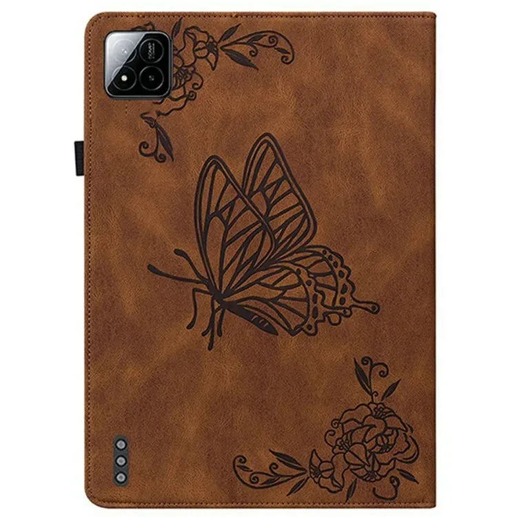 For Xiaomi Pad 7 Pro  /  Pad 7 Case Butterfly Flower Imprint PU Leather Tablet Cover with Card Slots