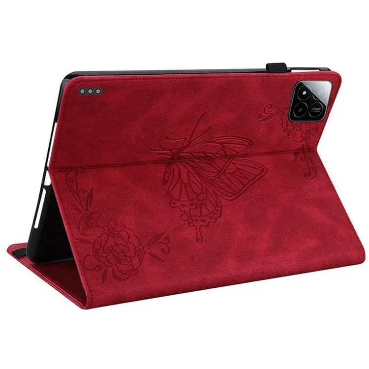 For Xiaomi Pad 7 Pro  /  Pad 7 Case Butterfly Flower Imprint PU Leather Tablet Cover with Card Slots