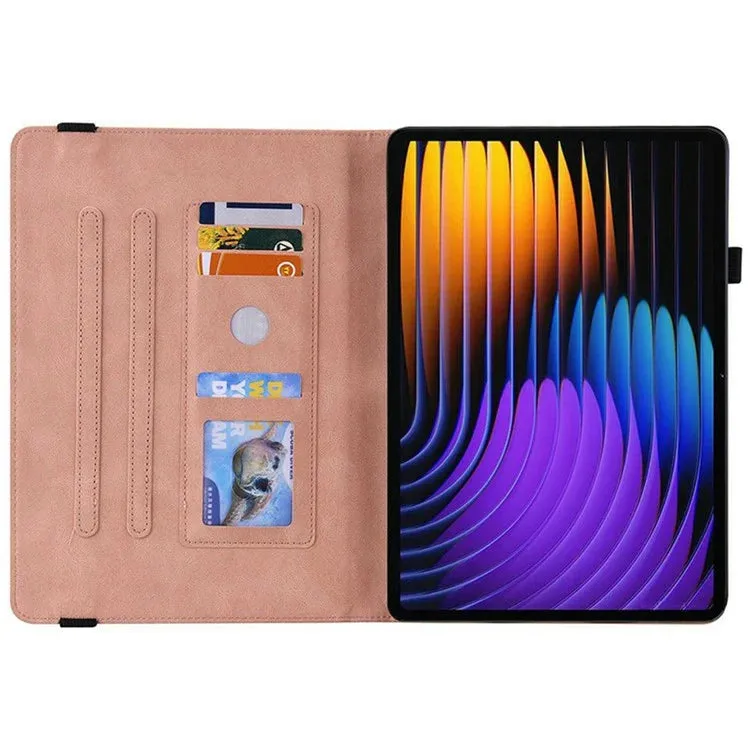 For Xiaomi Pad 7 Pro  /  Pad 7 Case Butterfly Flower Imprint PU Leather Tablet Cover with Card Slots