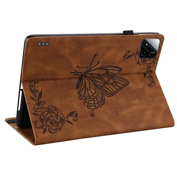 For Xiaomi Pad 7 Pro  /  Pad 7 Case Butterfly Flower Imprint PU Leather Tablet Cover with Card Slots