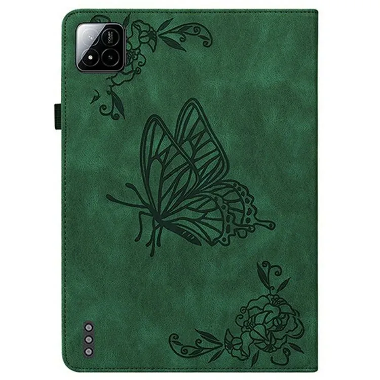 For Xiaomi Pad 7 Pro  /  Pad 7 Case Butterfly Flower Imprint PU Leather Tablet Cover with Card Slots