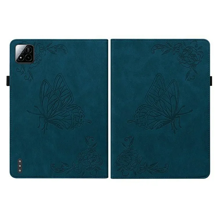 For Xiaomi Pad 7 Pro  /  Pad 7 Case Butterfly Flower Imprint PU Leather Tablet Cover with Card Slots