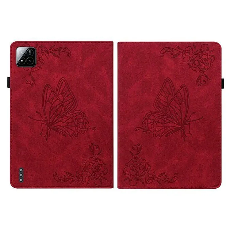 For Xiaomi Pad 7 Pro  /  Pad 7 Case Butterfly Flower Imprint PU Leather Tablet Cover with Card Slots