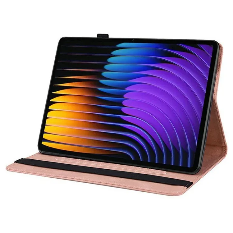 For Xiaomi Pad 7 Pro  /  Pad 7 Case Butterfly Flower Imprint PU Leather Tablet Cover with Card Slots
