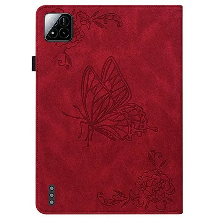 For Xiaomi Pad 7 Pro  /  Pad 7 Case Butterfly Flower Imprint PU Leather Tablet Cover with Card Slots