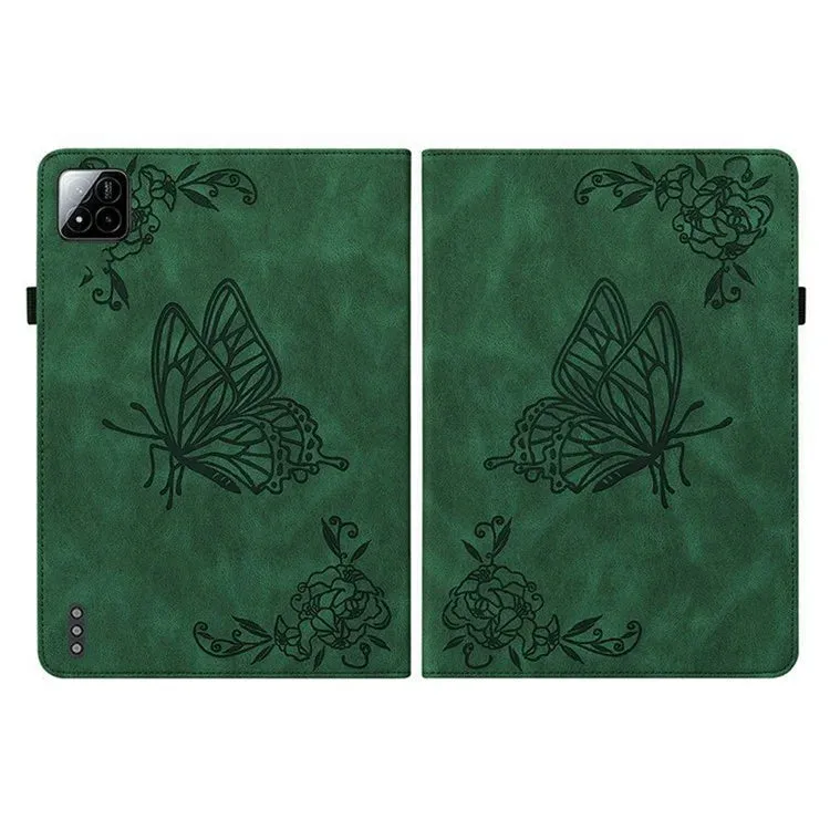 For Xiaomi Pad 7 Pro  /  Pad 7 Case Butterfly Flower Imprint PU Leather Tablet Cover with Card Slots