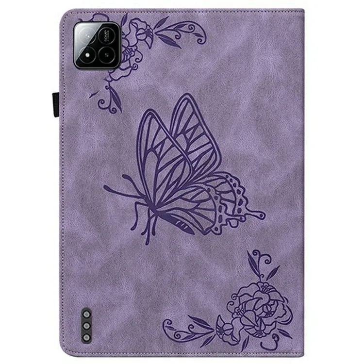 For Xiaomi Pad 7 Pro  /  Pad 7 Case Butterfly Flower Imprint PU Leather Tablet Cover with Card Slots