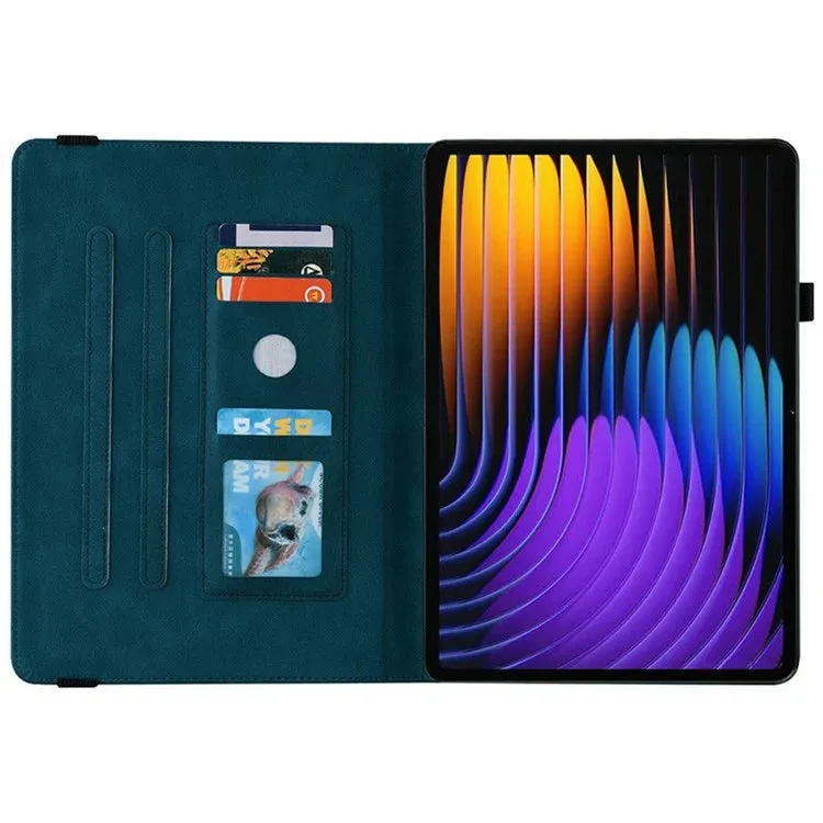 For Xiaomi Pad 7 Pro  /  Pad 7 Case Butterfly Flower Imprint PU Leather Tablet Cover with Card Slots