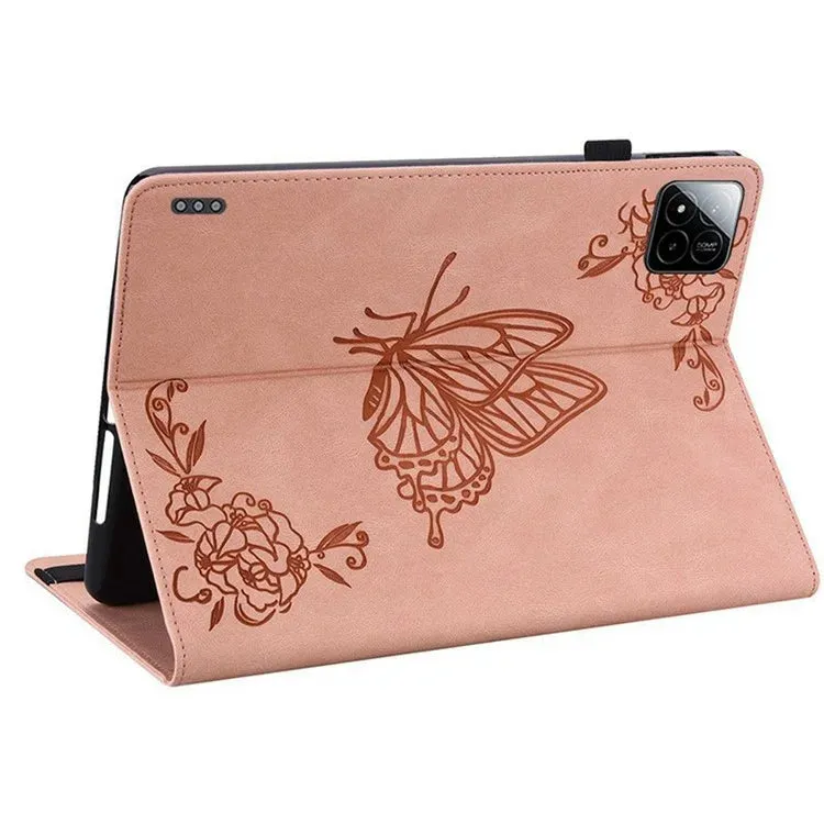 For Xiaomi Pad 7 Pro  /  Pad 7 Case Butterfly Flower Imprint PU Leather Tablet Cover with Card Slots
