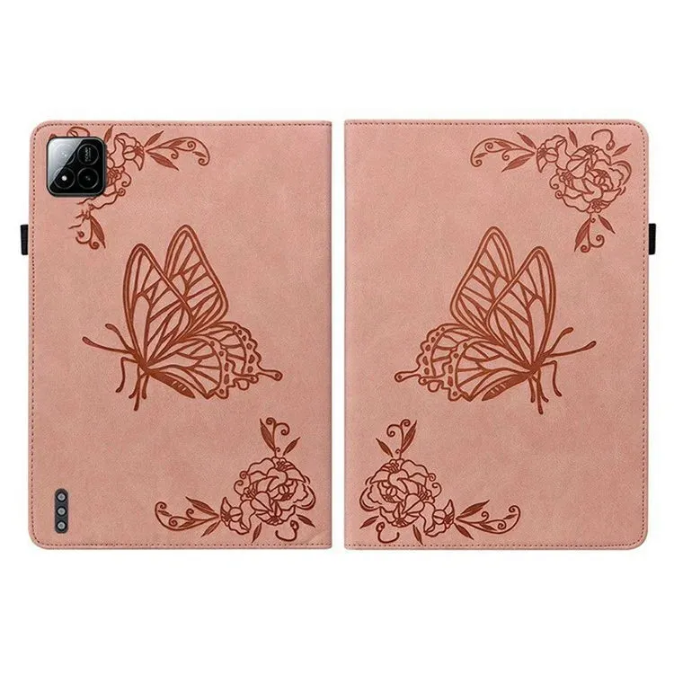 For Xiaomi Pad 7 Pro  /  Pad 7 Case Butterfly Flower Imprint PU Leather Tablet Cover with Card Slots