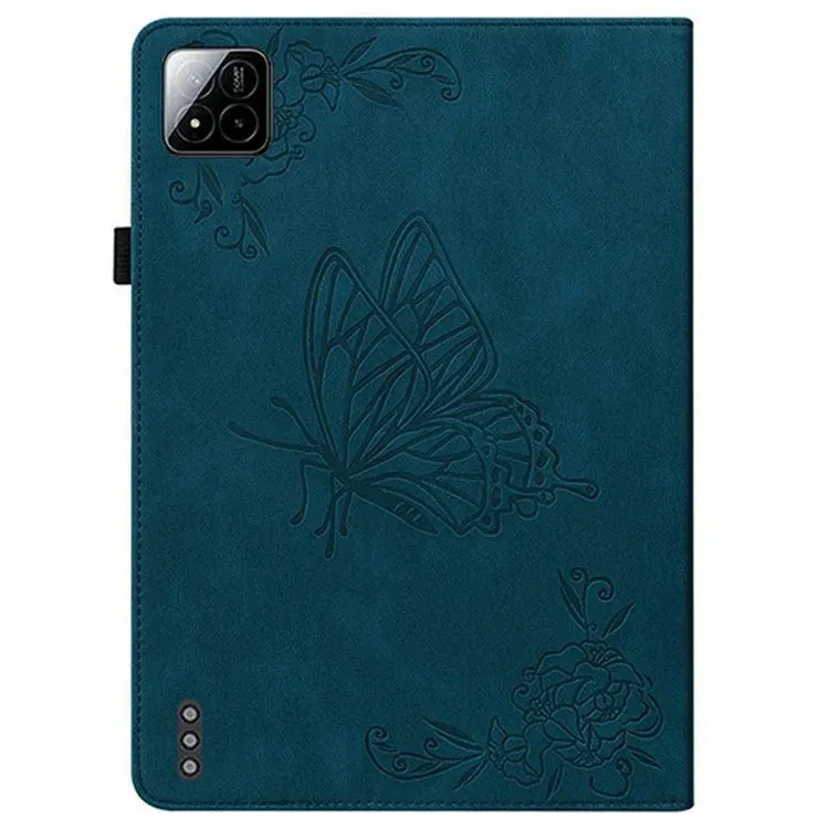 For Xiaomi Pad 7 Pro  /  Pad 7 Case Butterfly Flower Imprint PU Leather Tablet Cover with Card Slots