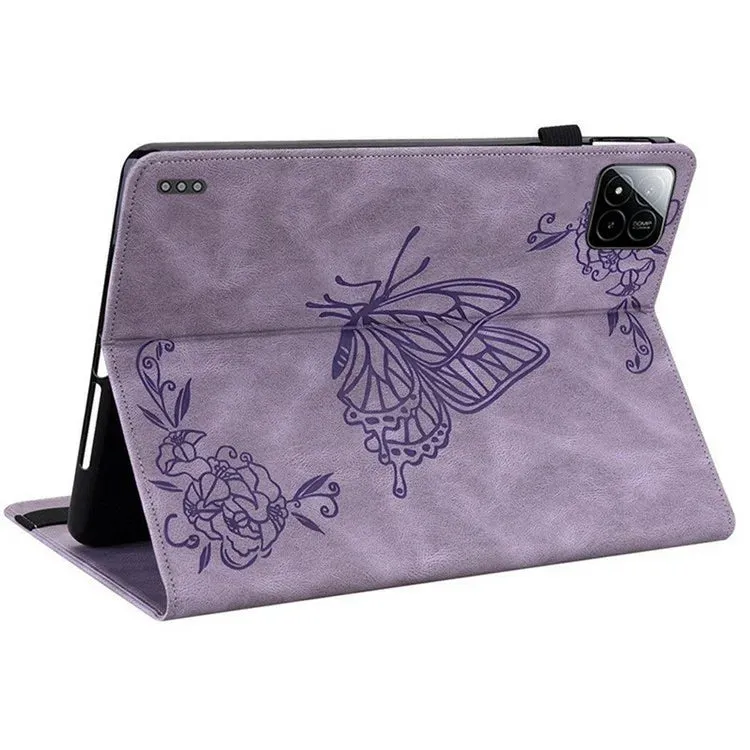 For Xiaomi Pad 7 Pro  /  Pad 7 Case Butterfly Flower Imprint PU Leather Tablet Cover with Card Slots